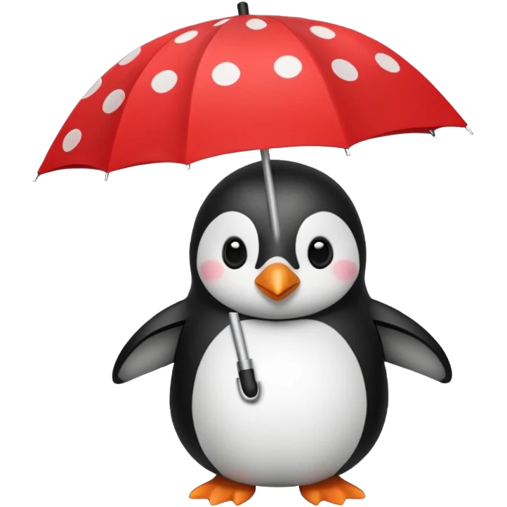 Penguin with red polka-dot umbrella emoji