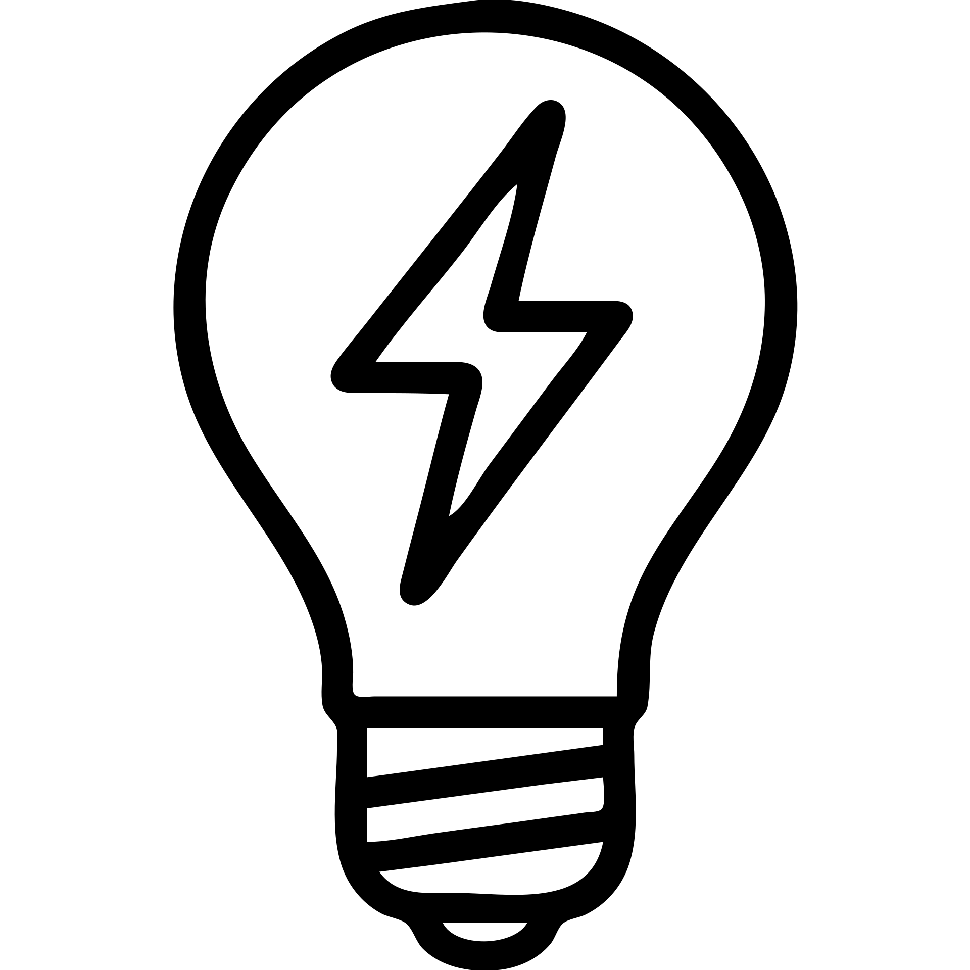 minimalist vector icon of a classic incandescent lightbulb with rounded glass bulb and screw-in base, with a sharp angular lightning bolt integrated into the bulb's outline blending both shapes, clean modern vector art, single dark gray color, no gradients or shadows, bold clear lines, balanced proportions, unified design emoji
