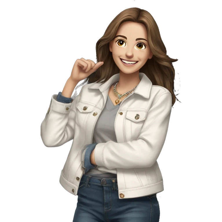 happy girl in stylish outfit emoji