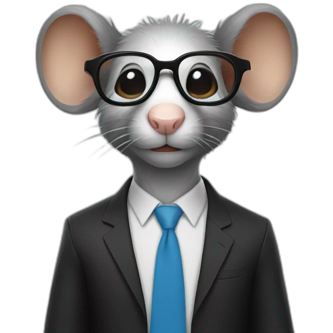 Un rat avec des lunettes et avec des cheveux noirs emoji