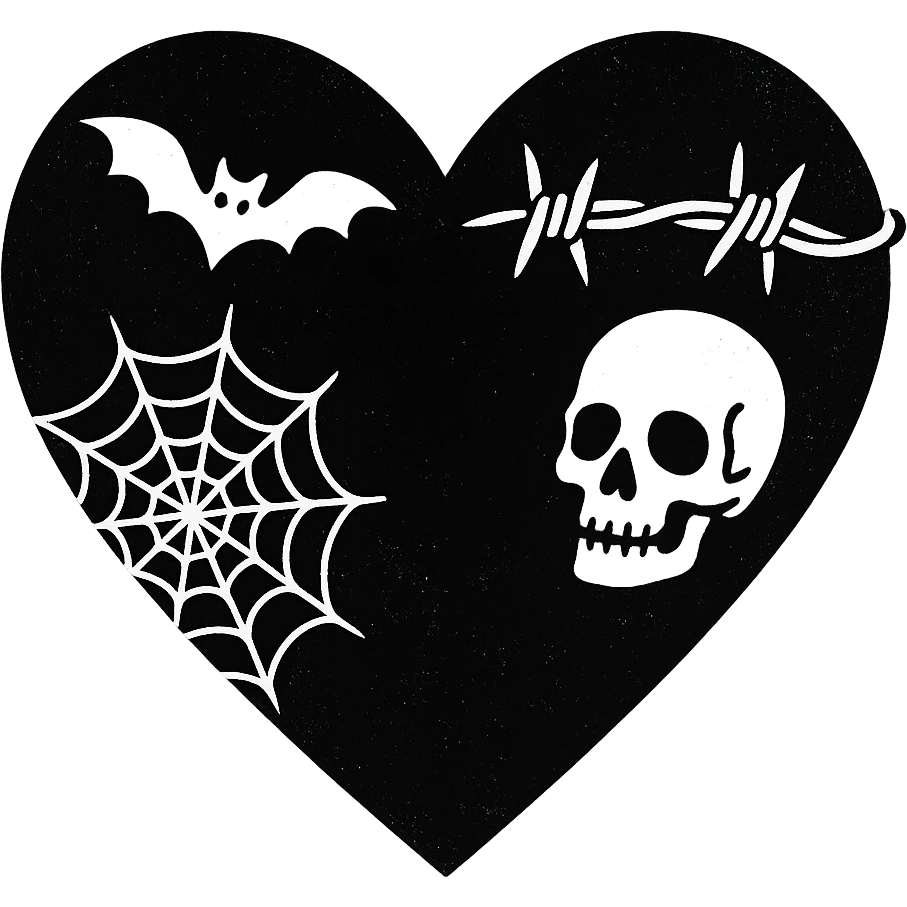 goth black white heart  , remove background  emoji