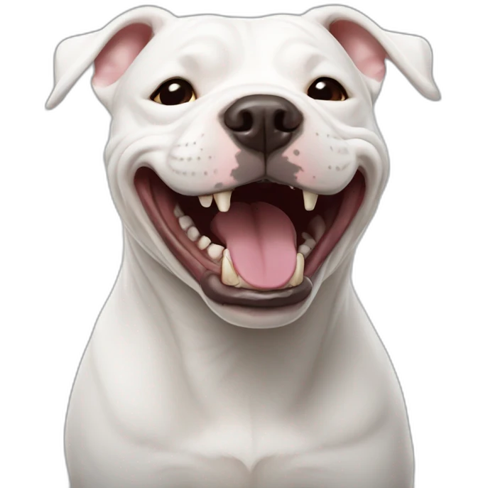 White Staffordshire Bull Terrier laughing emoji