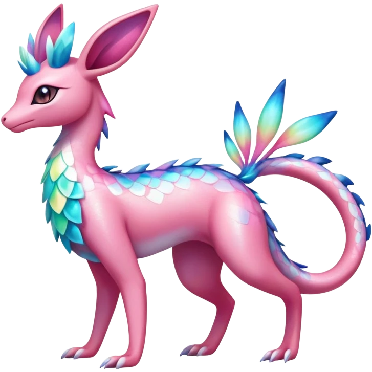 Colorful Iridescent Exotic Amaura-Salazzle-Aurorus-Sylveon-Fakémon-hybrid-creature (full body)  emoji