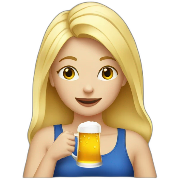 blonde girl drinking beer emoji