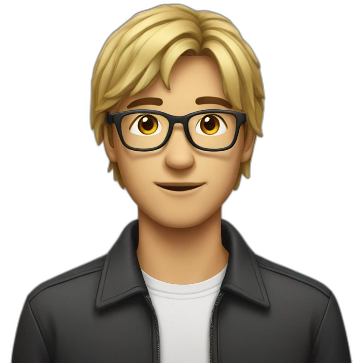 17 years old men with glasses short mullet emoji