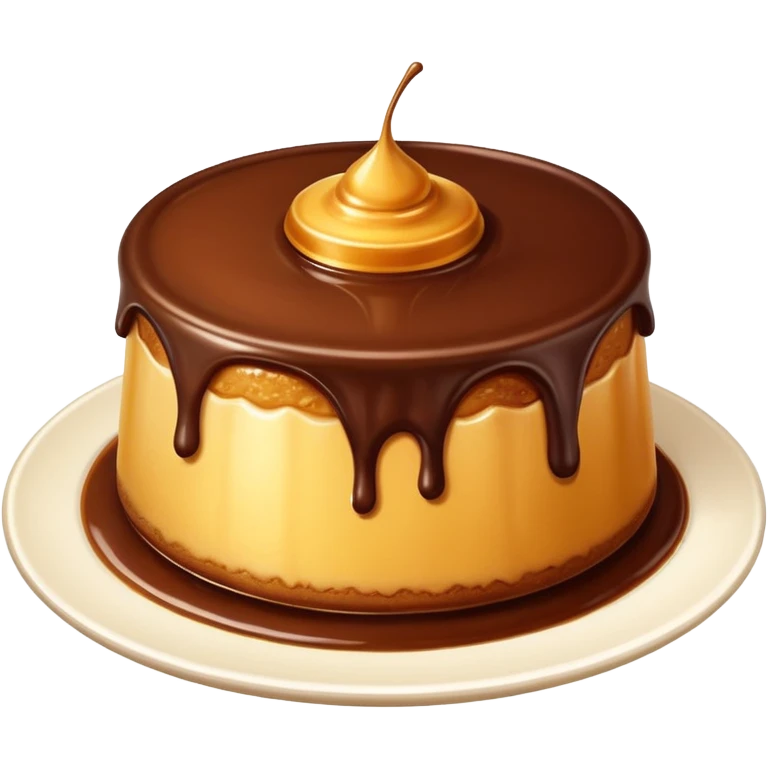 cute and simple chocolate pudding with a golden flan layer on top emoji