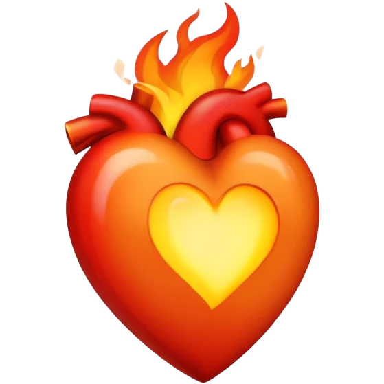 Beige heart and fire  emoji