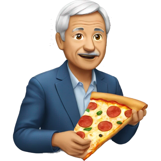 Amlo eating a pizza emoji