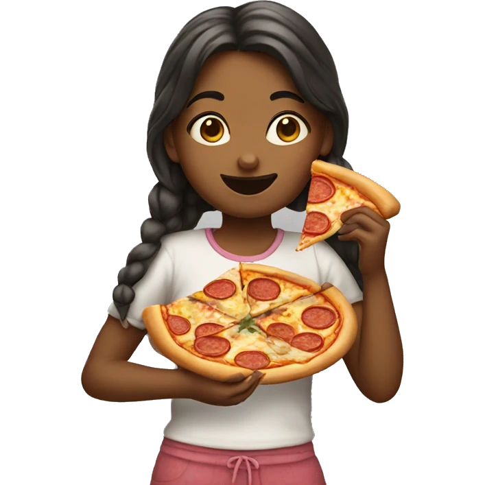 Girl eating pizza emoji