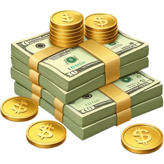stack of coins and cash emoji