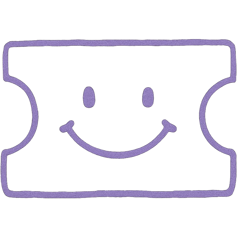 smiling ticket icon, violet color emoji