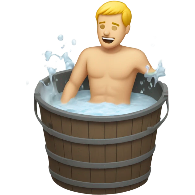Denton style bathing with a bucket white male emoji