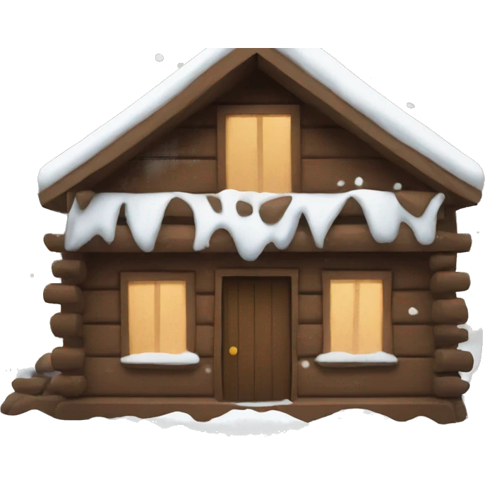 Snowy brown cabin emoji