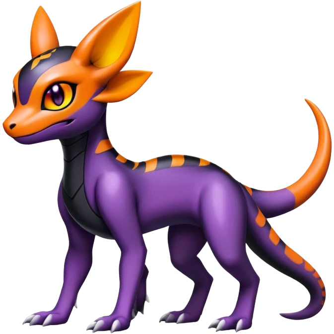 Cute Shiny Guilmon-Salandit-Umbreon-Fakémon-hybrid-creature (full body)  emoji