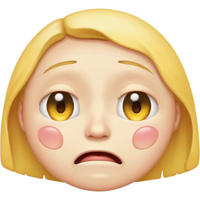 crying emoji with eyes open wide, visible eye bags, 3/4 profile emoji