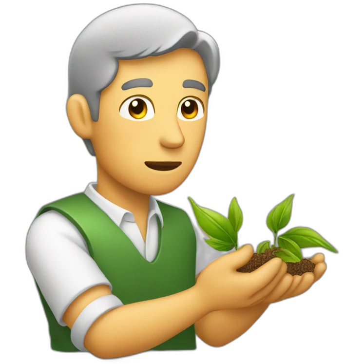 man pecking seeds with beak emoji