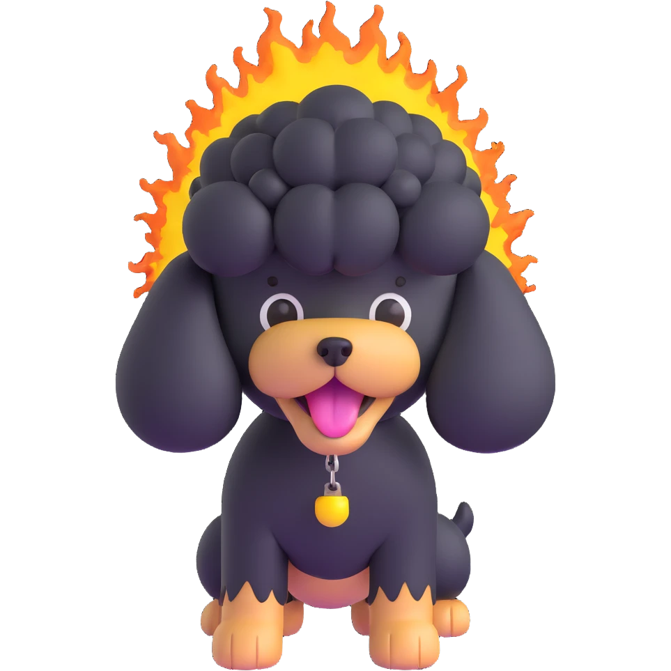 poodle dog with exploding head emoji