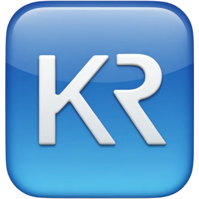 Please recreate an emoji with a square blue background that has the English letters ‘KR’ on it. emoji