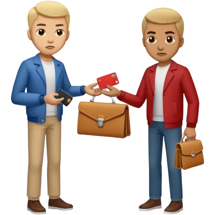 persona devolviendo billetera a otra persona una persona canela y otra persona blana, racista emoji