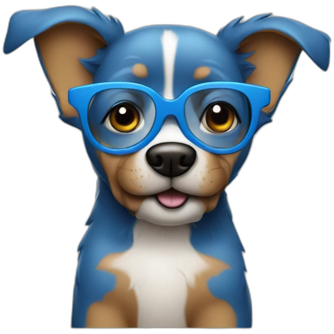 Blue Dog with glasses emoji