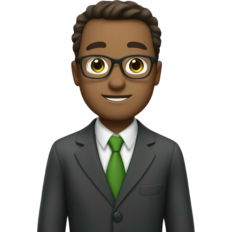 A teacher with glasses an green eyes and a german dig emoji