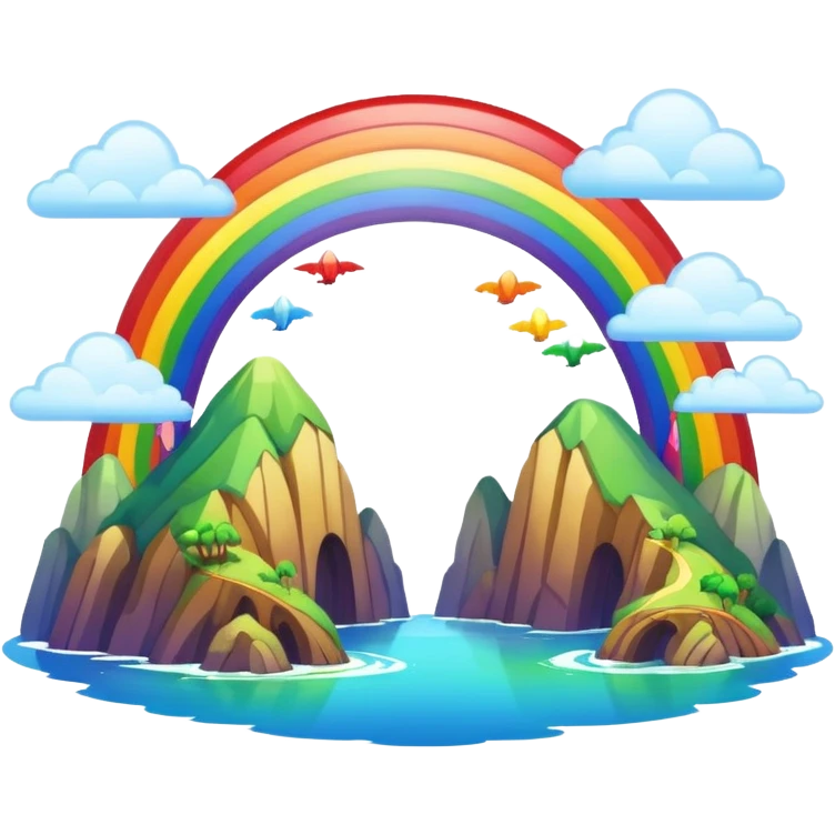 Rainbow Bridge – Arched rainbow connecting flying islands. emoji