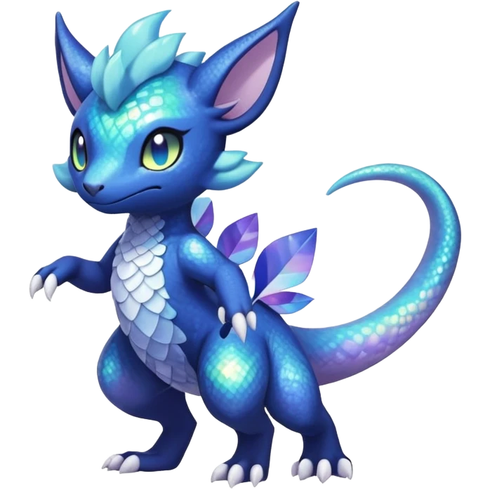 Rainbow crystal mix Shiny pastel Nebulae Salandit-Meowstic-Noibat-Fakémon-hybrid-creature (full body)  emoji