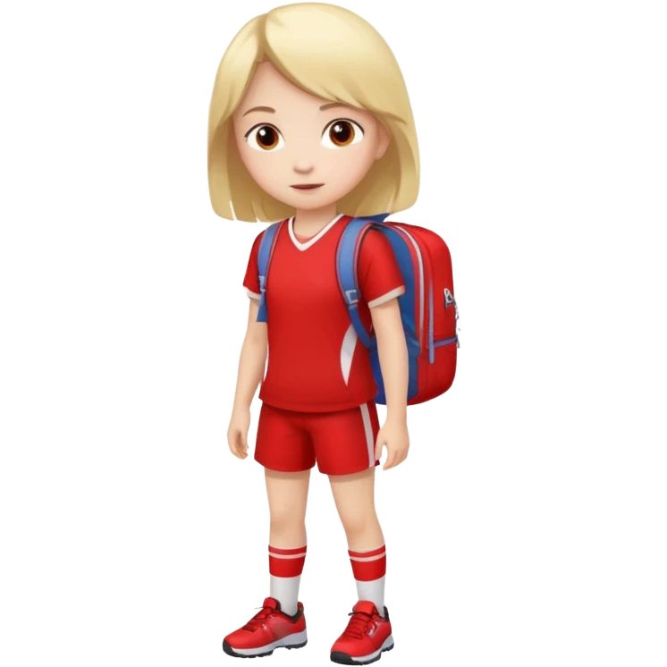 Girl around 10 on sports uniform with red backpack  emoji
