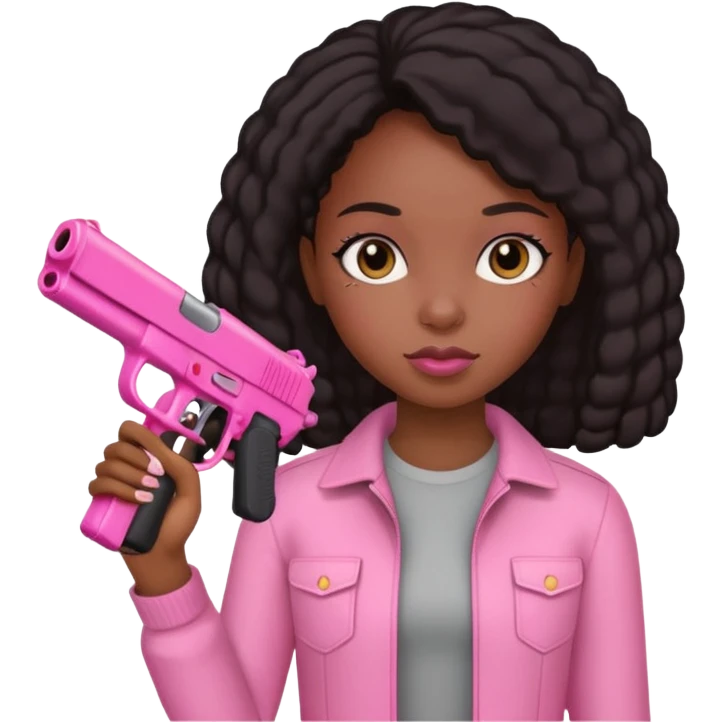 Black girl with pink gun emoji