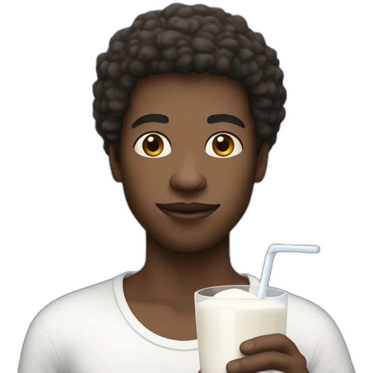 afro white person holding a glass of milk emoji