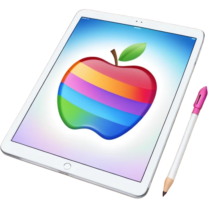 An ipad with an apple pencil and the ipad has opened the app procreate and there is a pretty art in it emoji