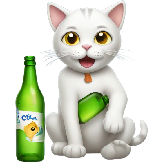 Cat drunk with bottle  emoji