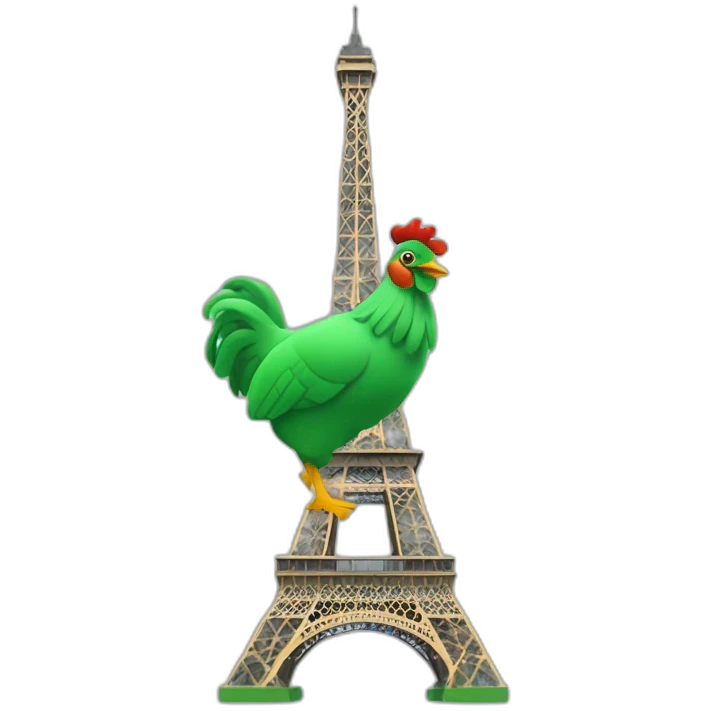 une poule verte sur la tour eiffel emoji