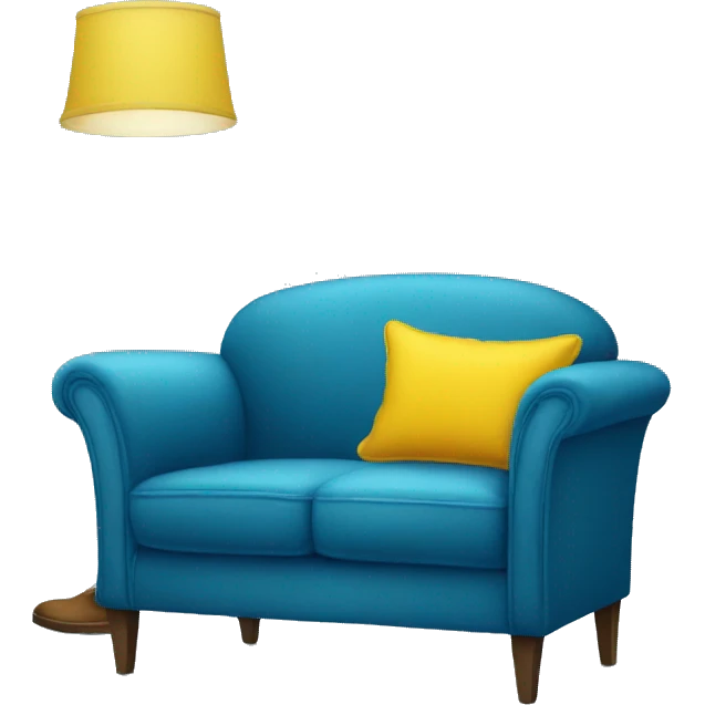 blue couch chair with yellow pillow emoji