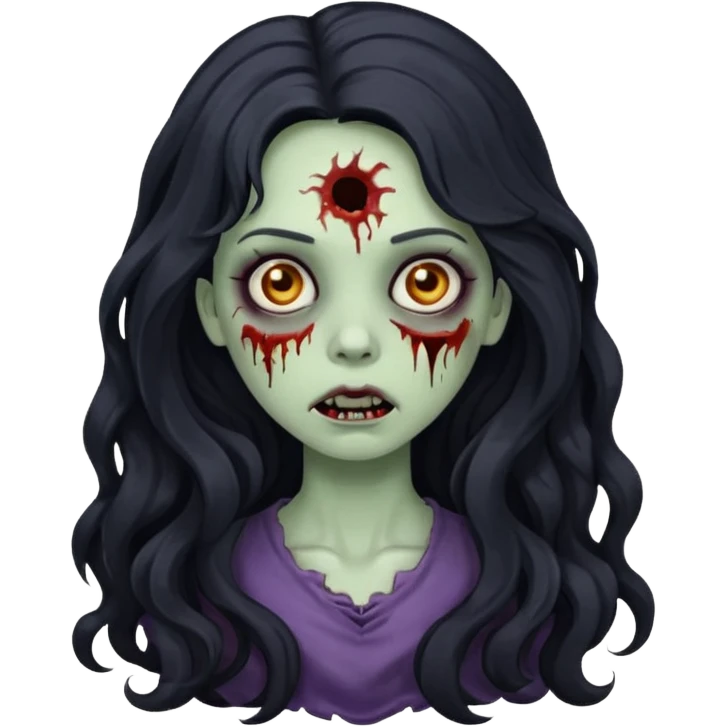 A girl zombie with long black wavy hair  emoji