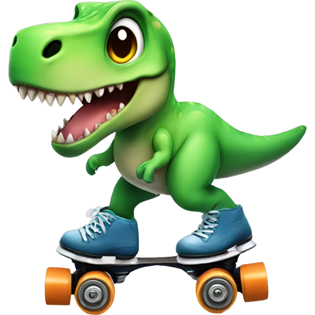 Cute T rex on roller skates  emoji