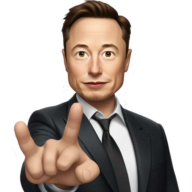 Elon Musk holding the number Zero in his right hand, and a One in his right hand emoji