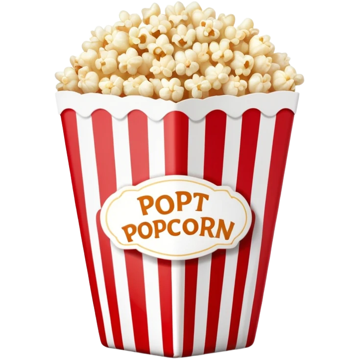 minimalist sweet popcorn in a red and white vertically striped package, simple clean design, fewer details emoji