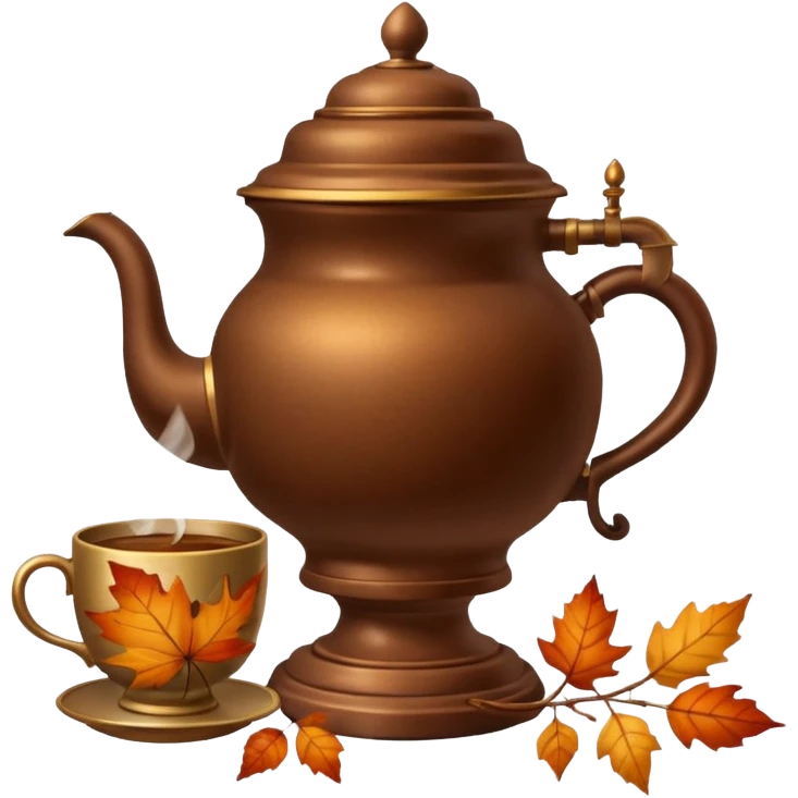 Brown The samovar and autumn and a cup emoji