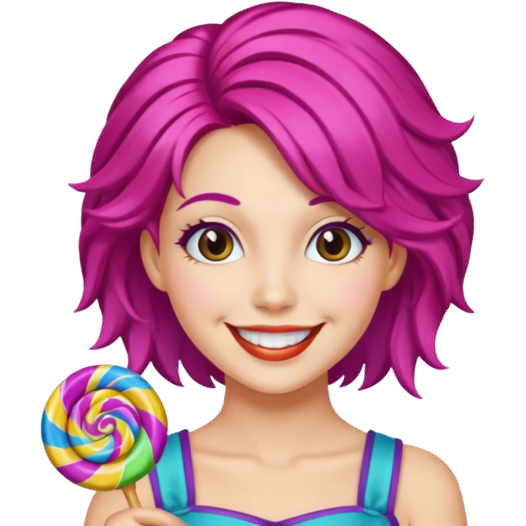 colorful hair woman with candy costume emoji
