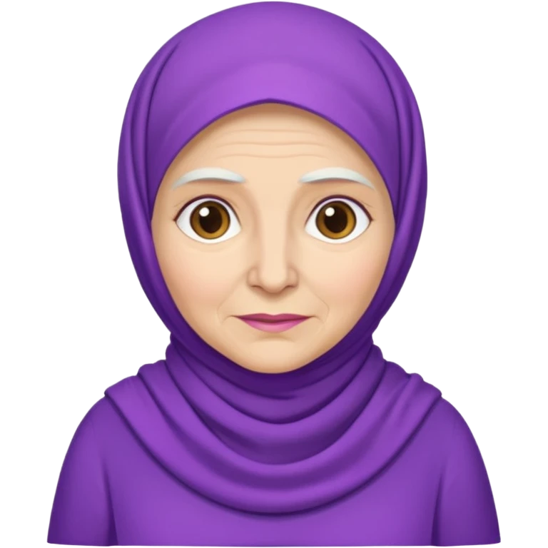 Bir baş örtülü mor kıyafetli  büyükanne emoji