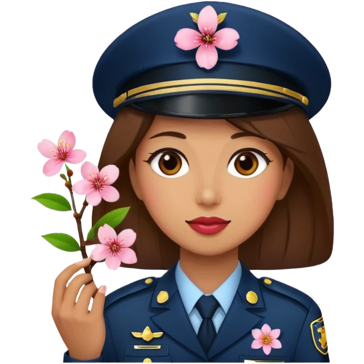 woman officer with cherry blossom emoji