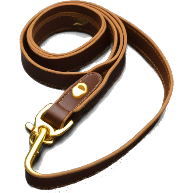 Brown dog leash with golden carabiner and hand strap  emoji