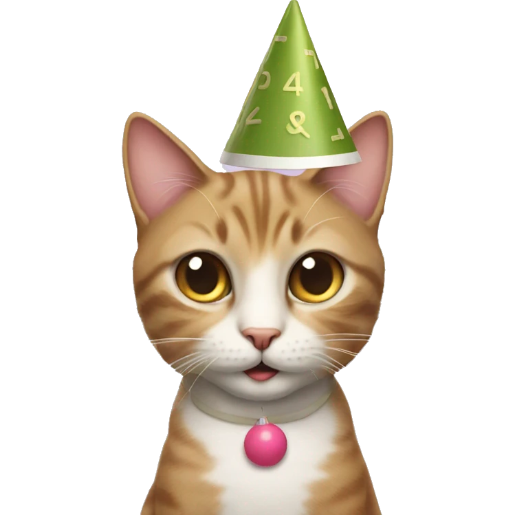 cat wearing a birthday hat playing scrabble emoji