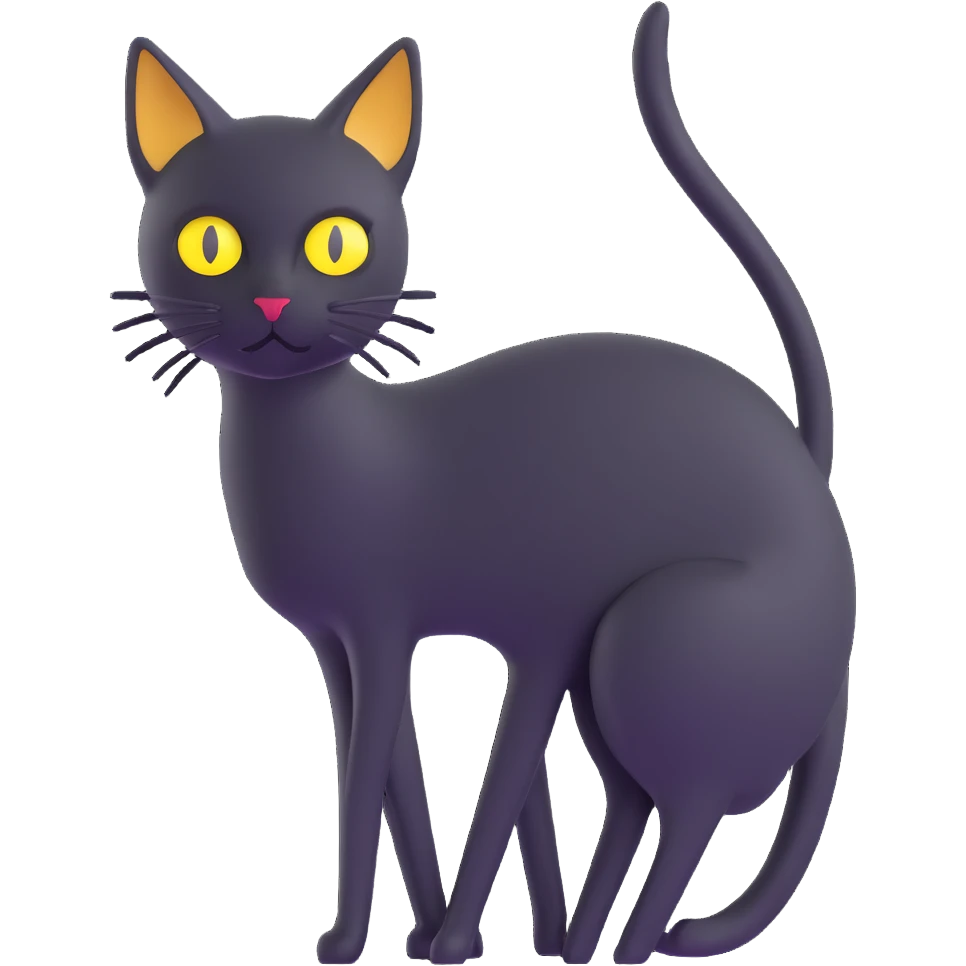skinny black cat with yellow eyes emoji