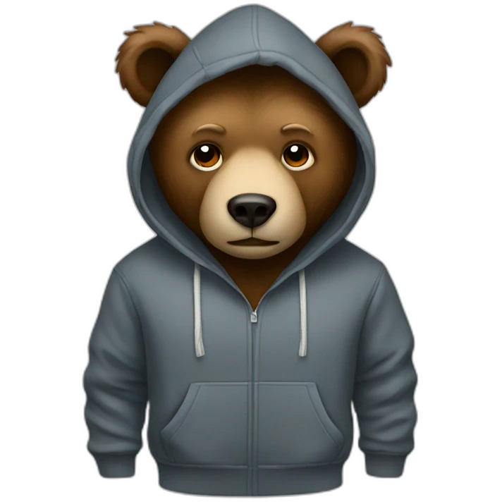 Bear wearing a hoodies emoji