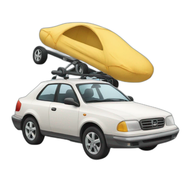 Une voiture avec des roues emoji