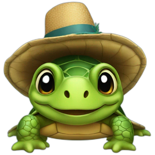 Turtle wearing a hat emoji