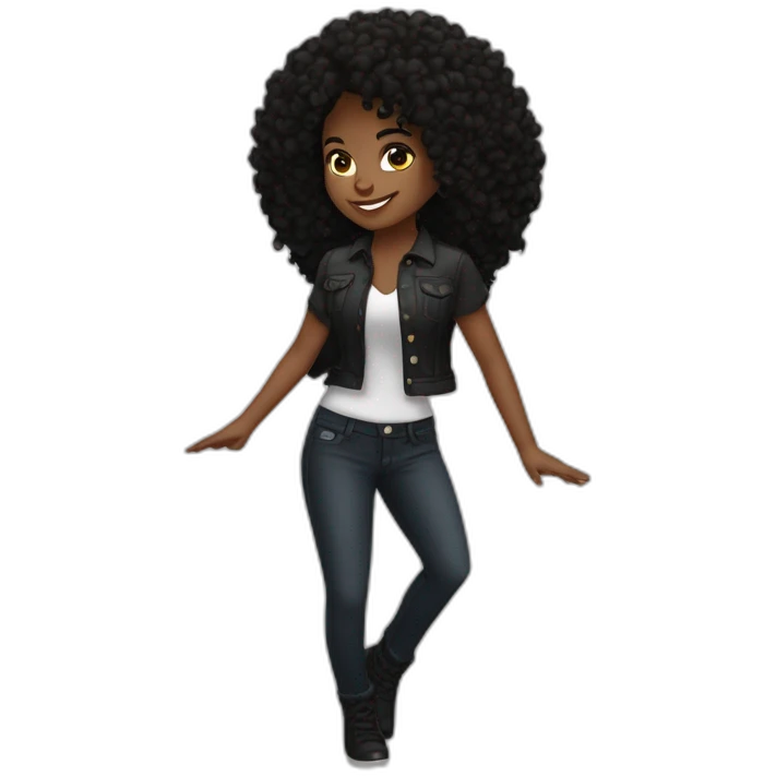 Black girl, brown eyes, black hair dancing on a music of mickel jackson emoji