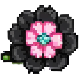 gothic hair clip, black and pink flower, cute and chibi, small size, simple details emoji